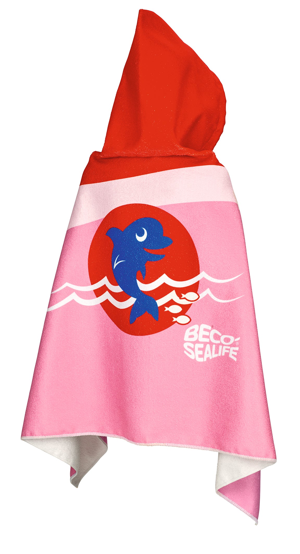 BECO SEALIFE Kinder Kapuzenbadetuch pink / blau