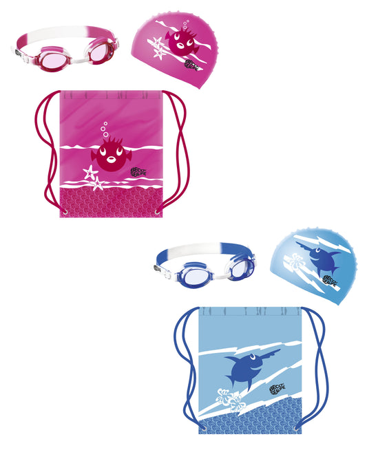 BECO Kinder Schwimmset Schwimmbrille Taucherbrille Badekappe Schwimmbeutel