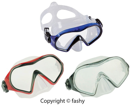 Fashy Tauchermaske Taucherbrille Explorer blau / rot-schwarz / rauch   NEU/OVP