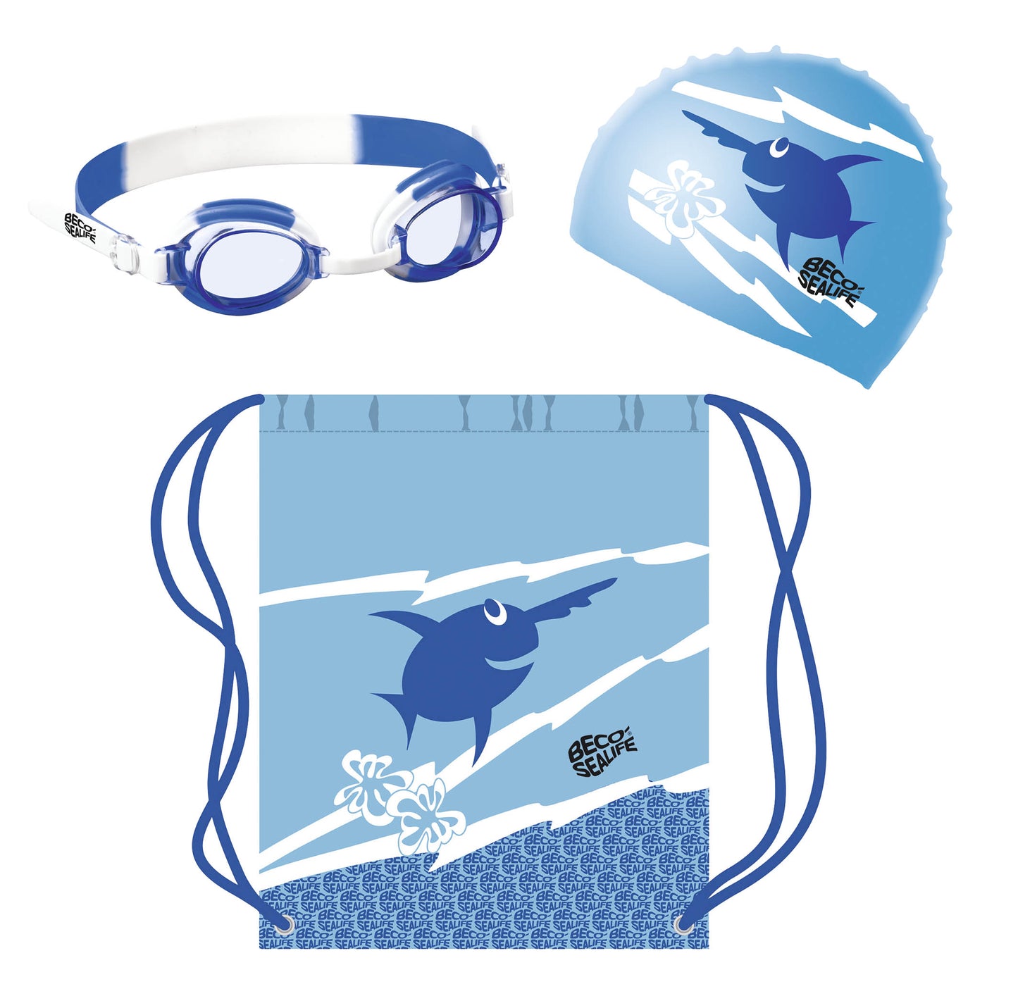BECO Kinder Schwimmset Schwimmbrille Taucherbrille Badekappe Schwimmbeutel