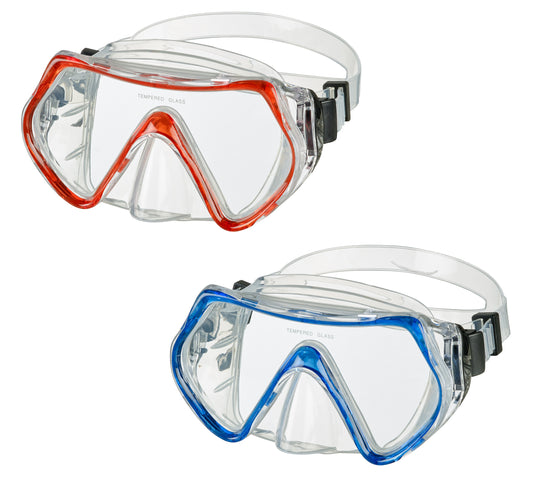 BECO Kinder/Erwachsene Tauchermaske Taucherbrille Bibione 12+ rot / blau