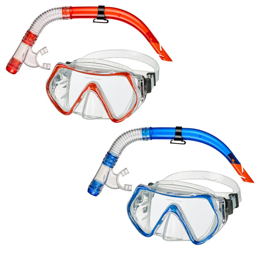 BECO Kinder/Erwachsene Schnorchel-Set Tauchermaske Bibione 12+ rot / blau