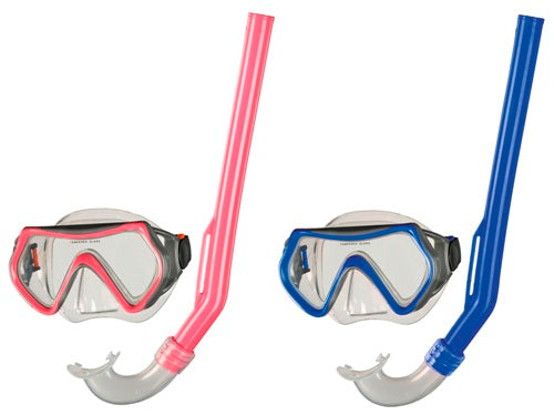 BECO Kinder Schnorchel-Set Tauchermaske Taucherbrille Pula 4+ pink / blau