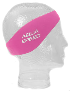 AQUA SPEED Neopren Stirnband zum Schwimmen für Kinder und Erwachsene blau / pink
