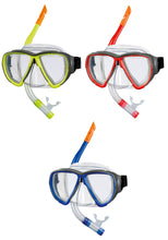 Lade das Bild in den Galerie-Viewer, BECO Schnorchel-Set Tauchermaske Taucherbrille Porto gelb / rot / blau
