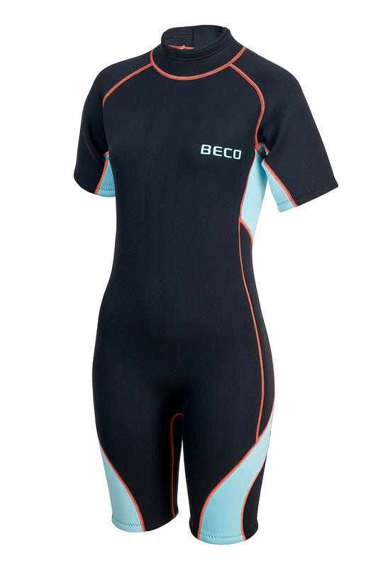 BECO Damen 3mm Neoprenanzug Shorty Einteiler UV 50+ Größe XS, S, M, L, XL türkis