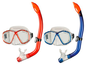 BECO Kinder Schnorchel-Set Tauchermaske Taucherbrille Bari 8+ rot / blau