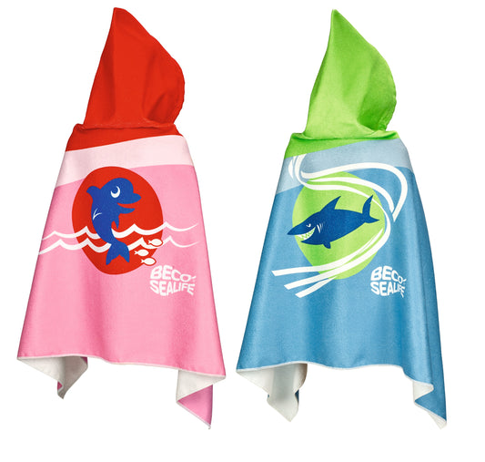 BECO SEALIFE Kinder Kapuzenbadetuch pink / blau