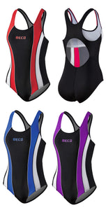 BECO Badeanzug Schwimmanzug Einteiler Größe 38-48 rot / blau / lila