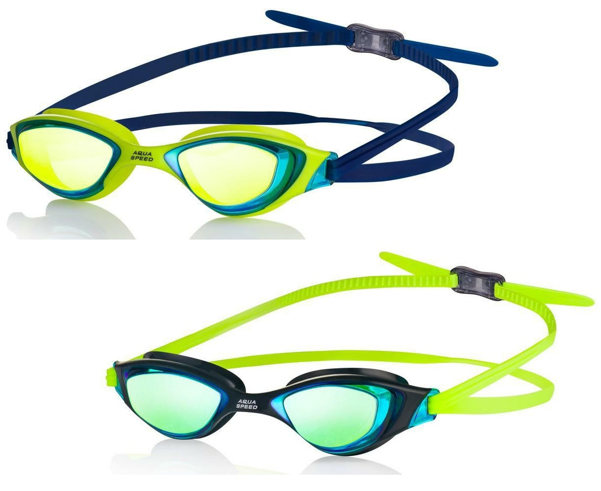 AQUA SPEED Schwimmbrille Xeno Mirror grün-marine / schwarz-blau verspiegelt