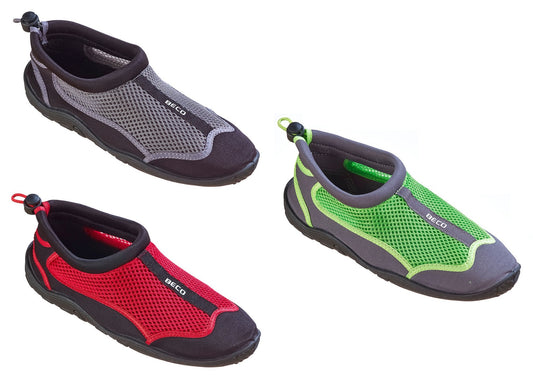 BECO Wasserschuhe Surfschuhe neopren rot / grün / silber 36-47