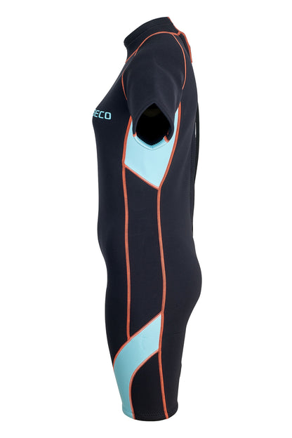 BECO Damen 3mm Neoprenanzug Shorty Einteiler UV 50+ Größe XS, S, M, L, XL türkis