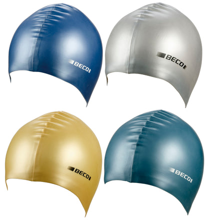 BECO Badekappe Badehaube Sporthaube Schwimmhaube Metallic Silikon