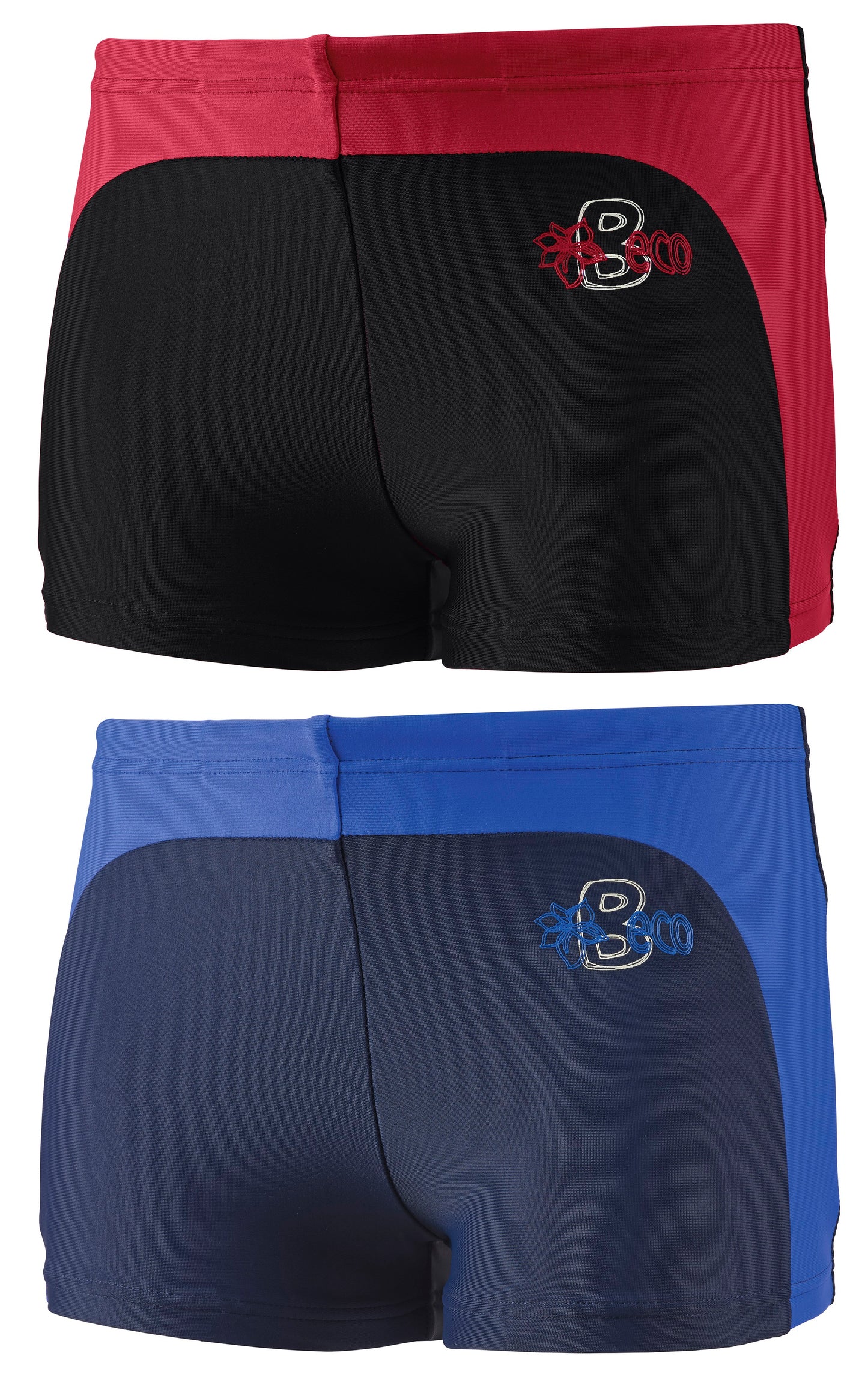 BECO Jungen Badehose Badeshort Schwimmhose Größe 98-176  rot-schwarz/marine-blau