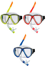Lade das Bild in den Galerie-Viewer, BECO Schnorchel-Set Tauchermaske Taucherbrille Porto gelb / rot / blau
